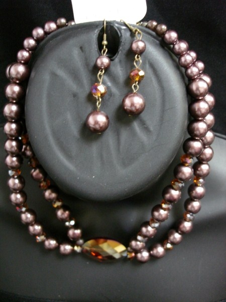 Brown Pearl Fashion Necklace Set